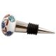 Sea Green Slate Blue Tiny Flower Ceramic Wine Stopper 